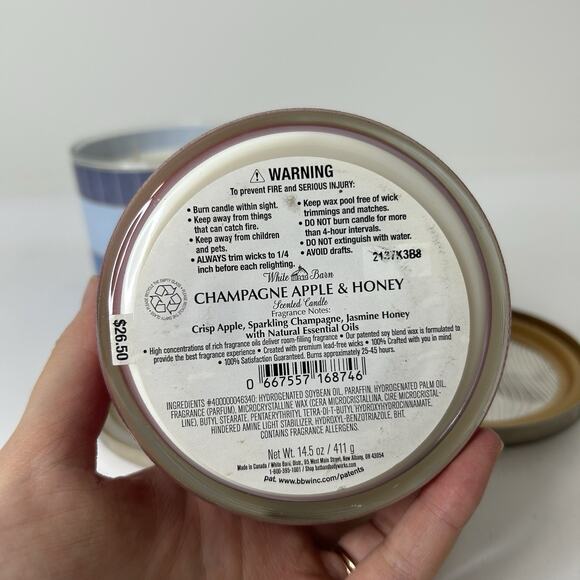 Bath & Body Works Large 14.5oz Candle Lakeside Morning & Champagne Apple Honey - Picture 5 of 7
